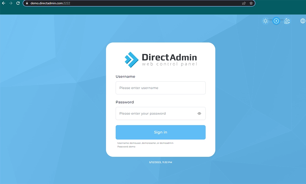 ورود به حساب کاربری DirectAdmin