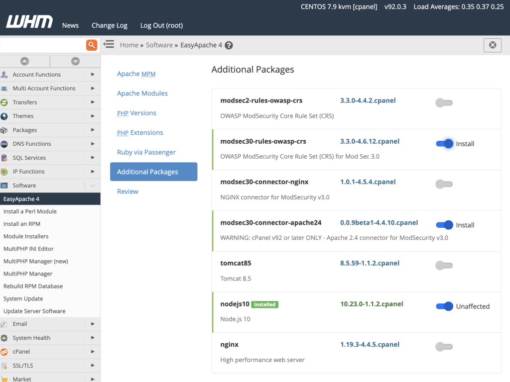modsecurity in cpanel