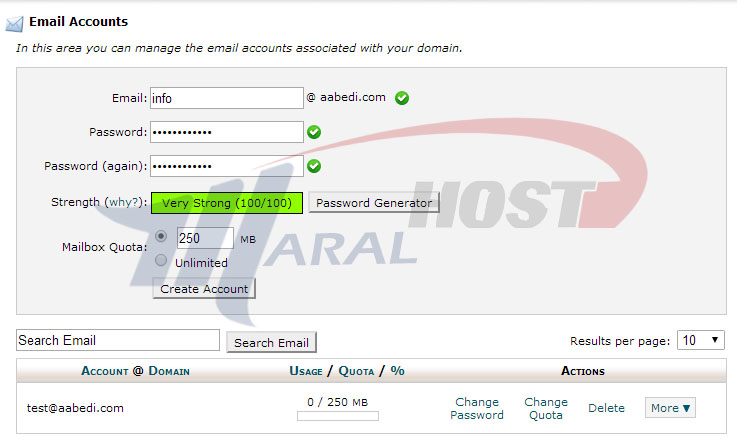 Create email account