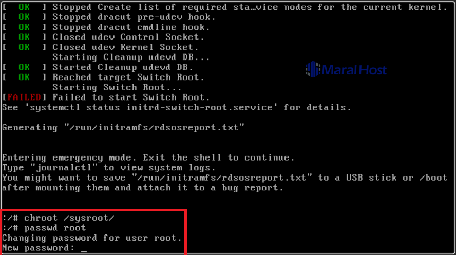 ریست پسورد root در لینوکس