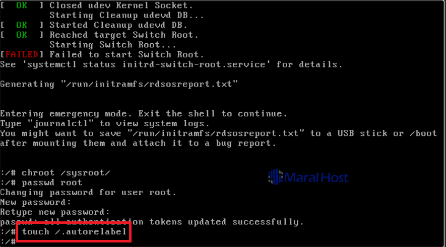ریست پسورد root در لینوکس