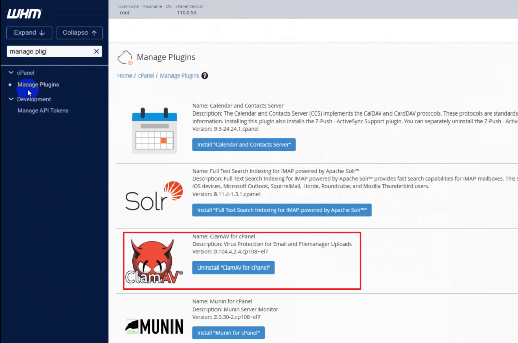 نصب آنتی ویروس CalmAV در WHM