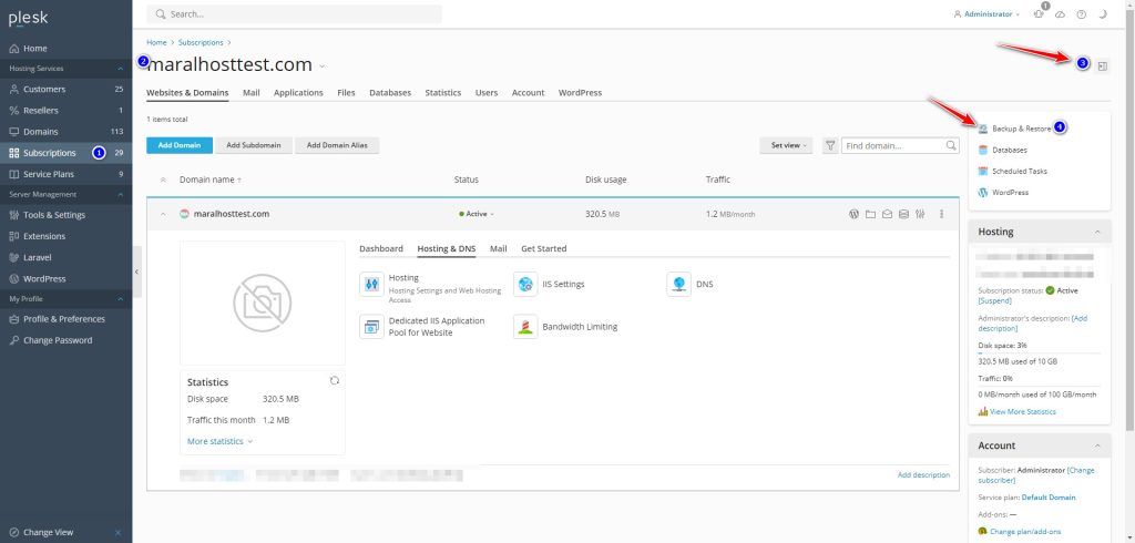 ریستور بکاپ پلسک از طریق Backup Manager