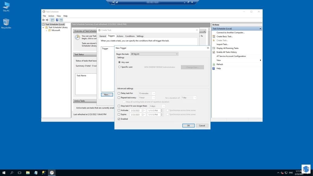 تنظیم Task Scheduler جهت اطلاع رسانی لاگین در ویندوز
