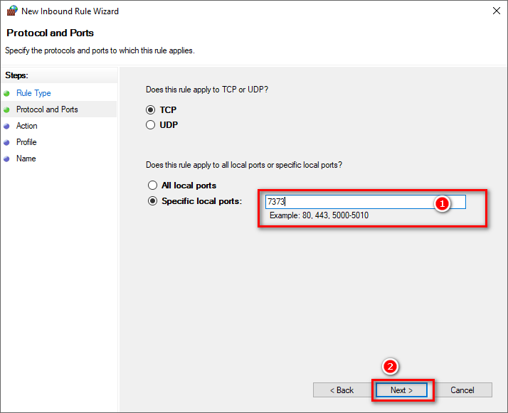 باز کردن پورت در فایروال Windows