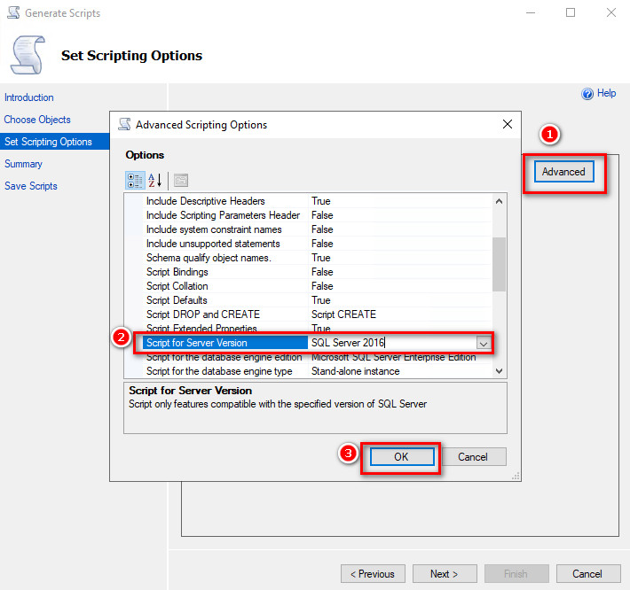 ریستور بکاپ دیتابیس Sql server از ورژن بالاتر به ورژن پایین‌تر