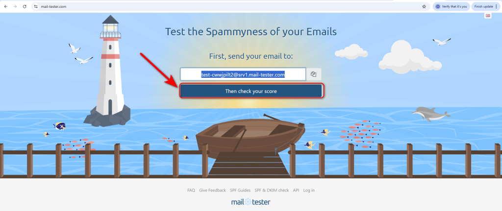 ارسال ایمیل تست به mail-tester.com و رفع خطاهای اسپم