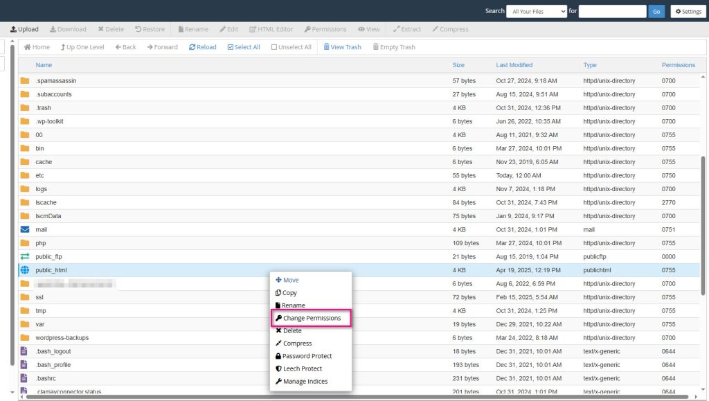 تغییر و فیکس کردن پرمیژن ها در سی پنل (cPanel)