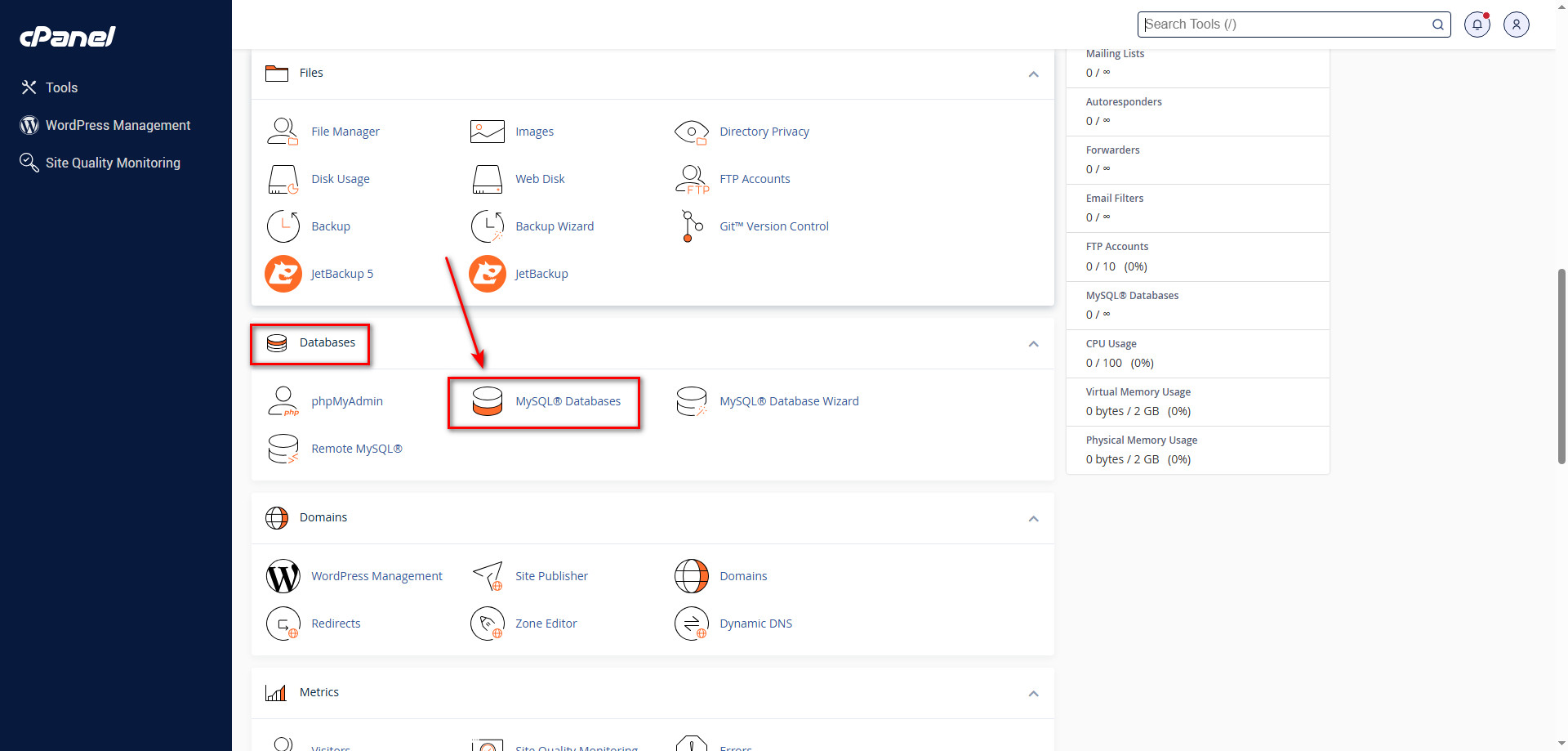 ریستور دیتابیس در cPanel
