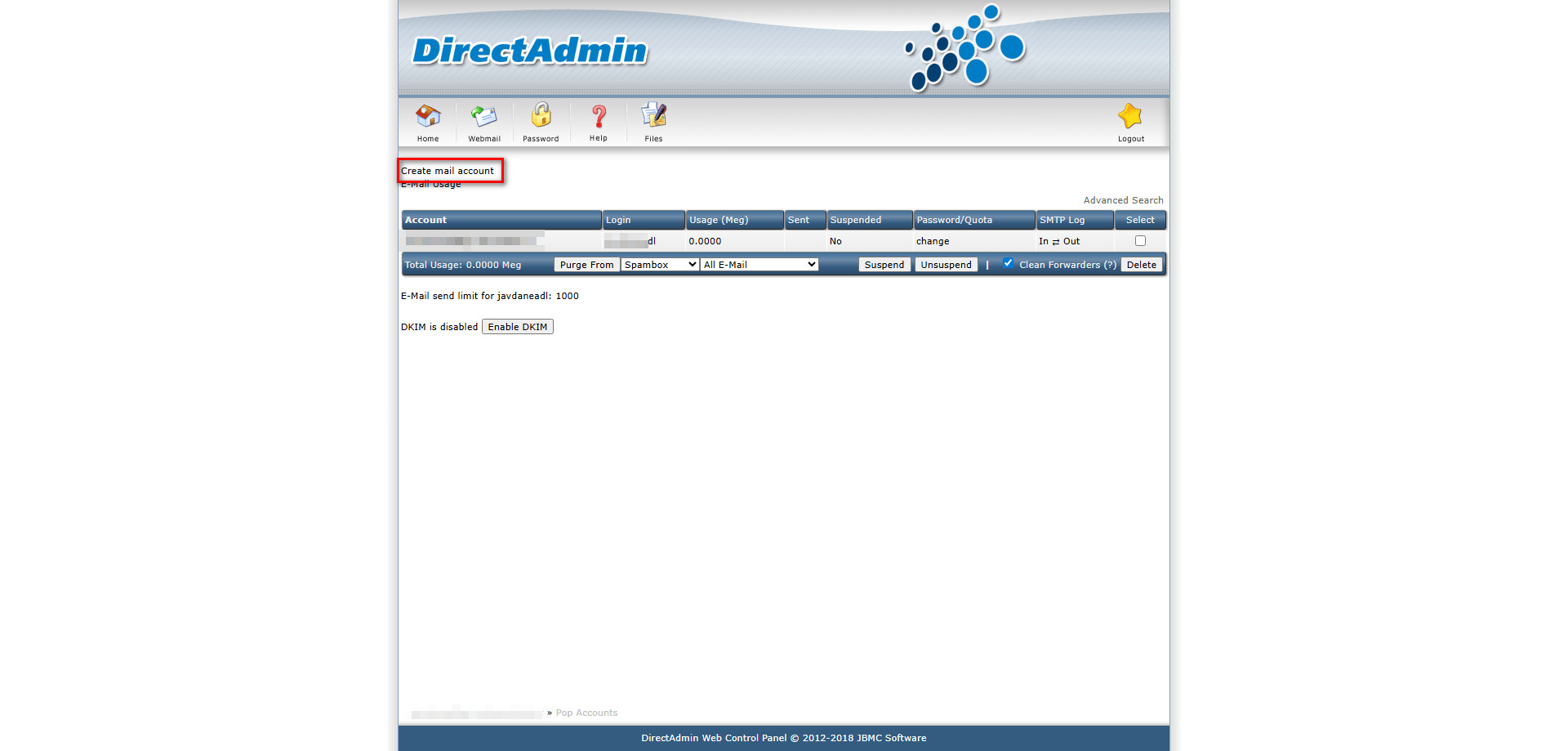 تنظیمات ایمیل در دایرکت ادمین