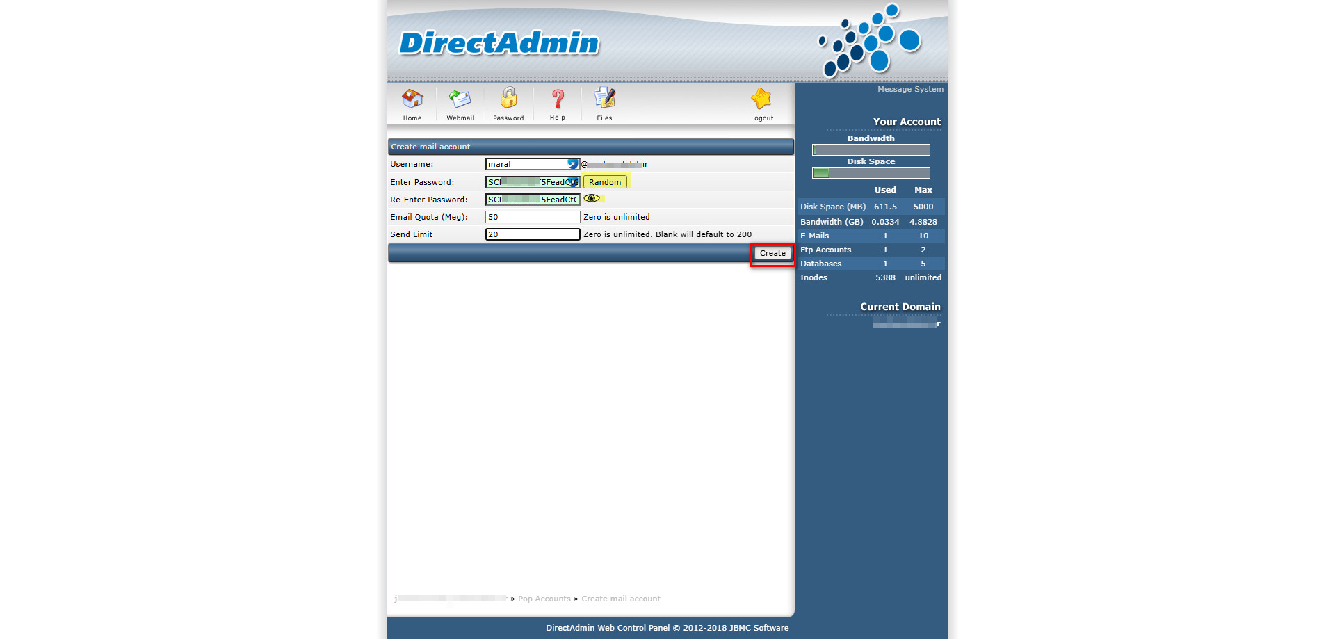 تنظیمات ایمیل در دایرکت ادمین
