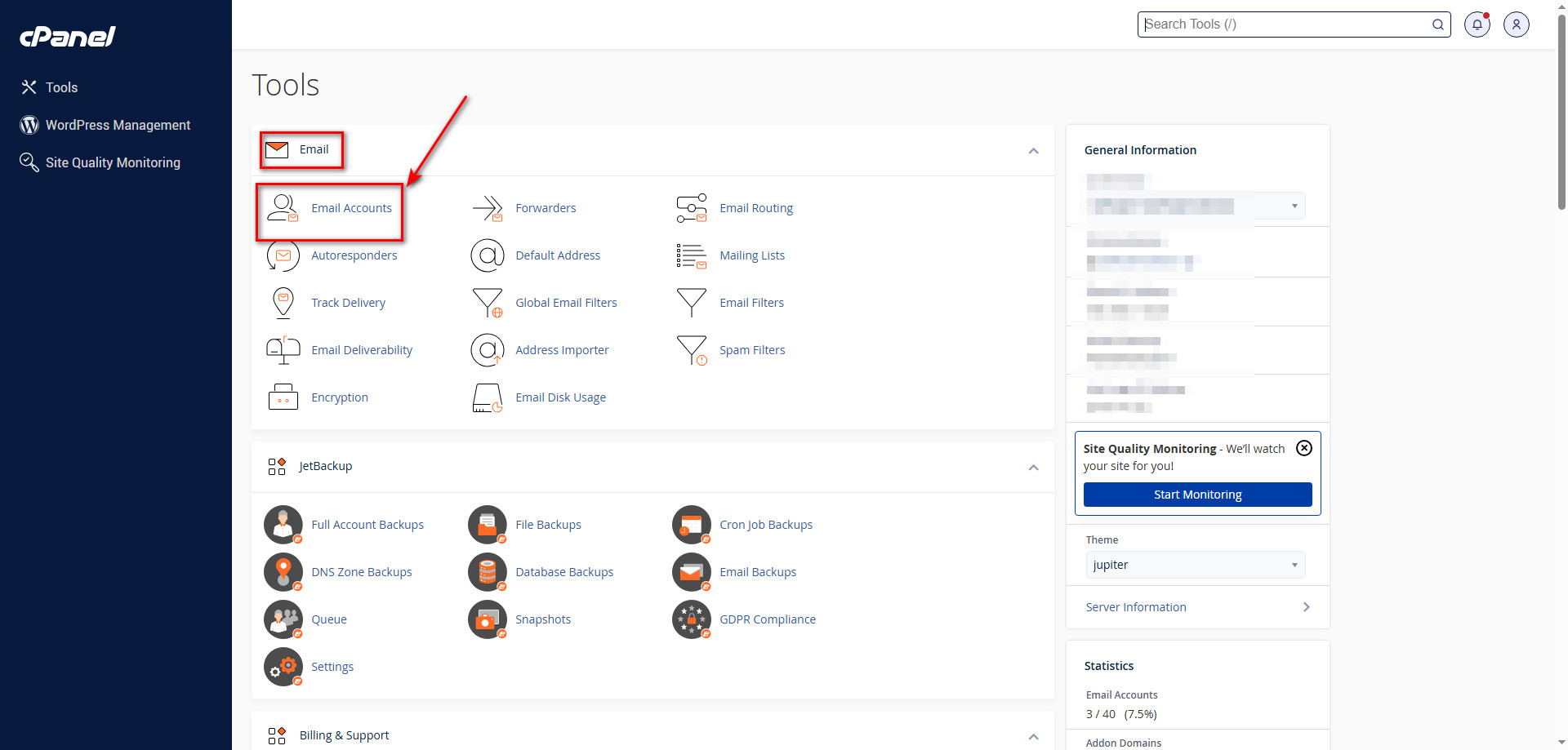 تنظیمات ایمیل در سی پنل (cPanel)