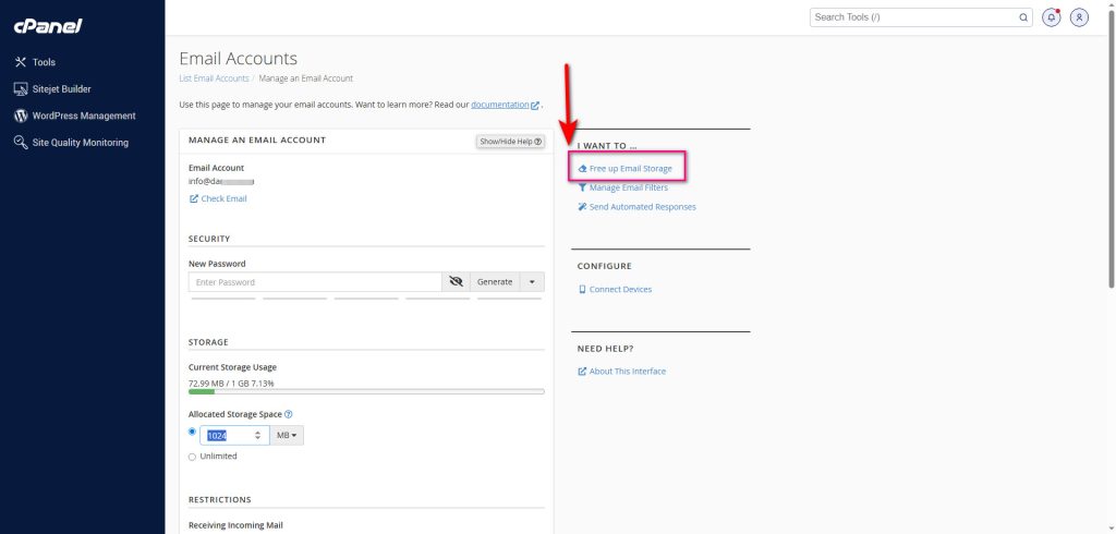 بررسی فضای مصرفی دیسک در سی‌پنل (cPanel)