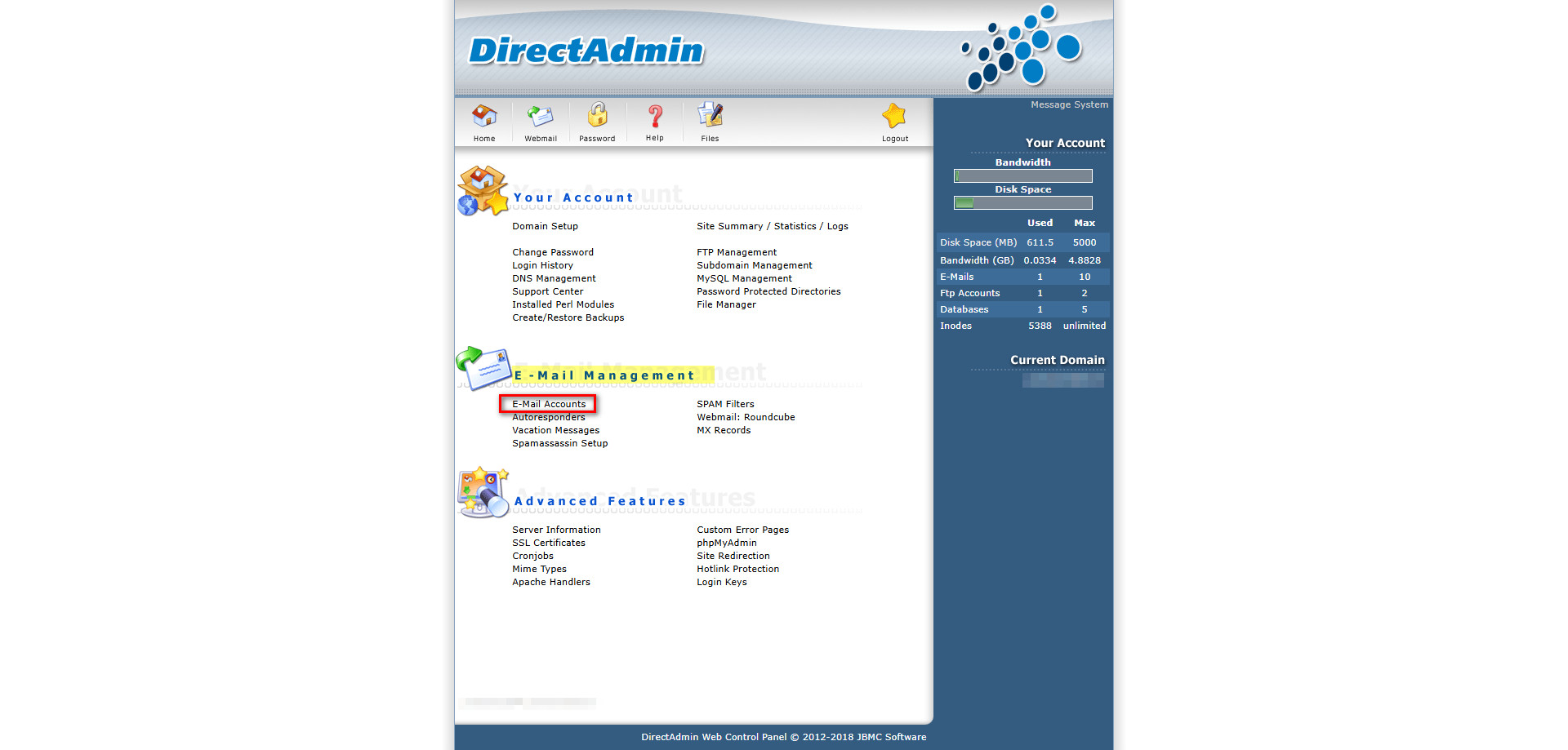 تنظیمات ایمیل در دایرکت ادمین