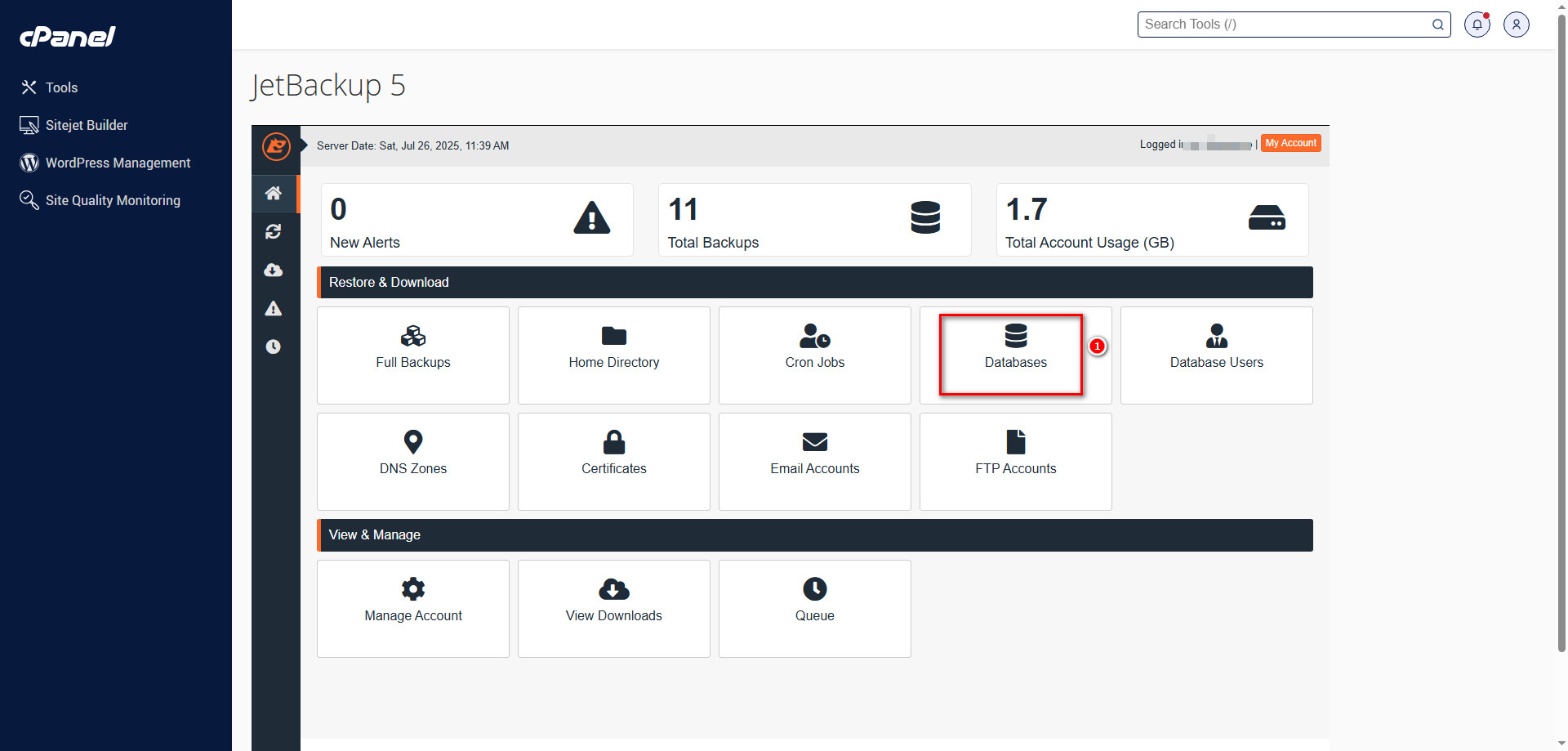 ریستور دیتابیس در cPanel