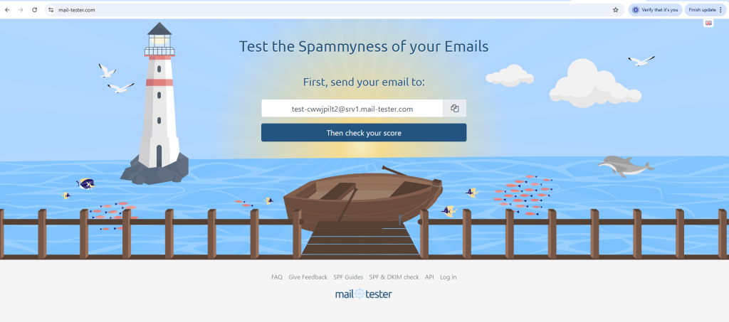 ارسال ایمیل تست به mail-tester.com و رفع خطاهای اسپم