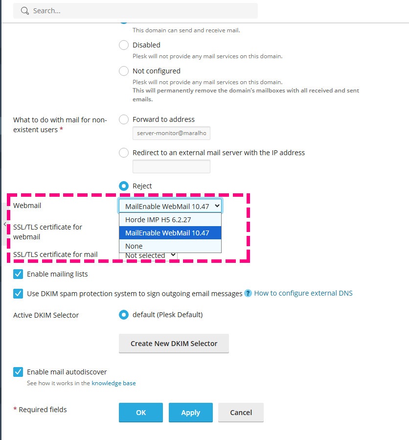 دسترسی به وب‌میل در کنترل پنل Plesk و رفع خطای عدم بارگذاری