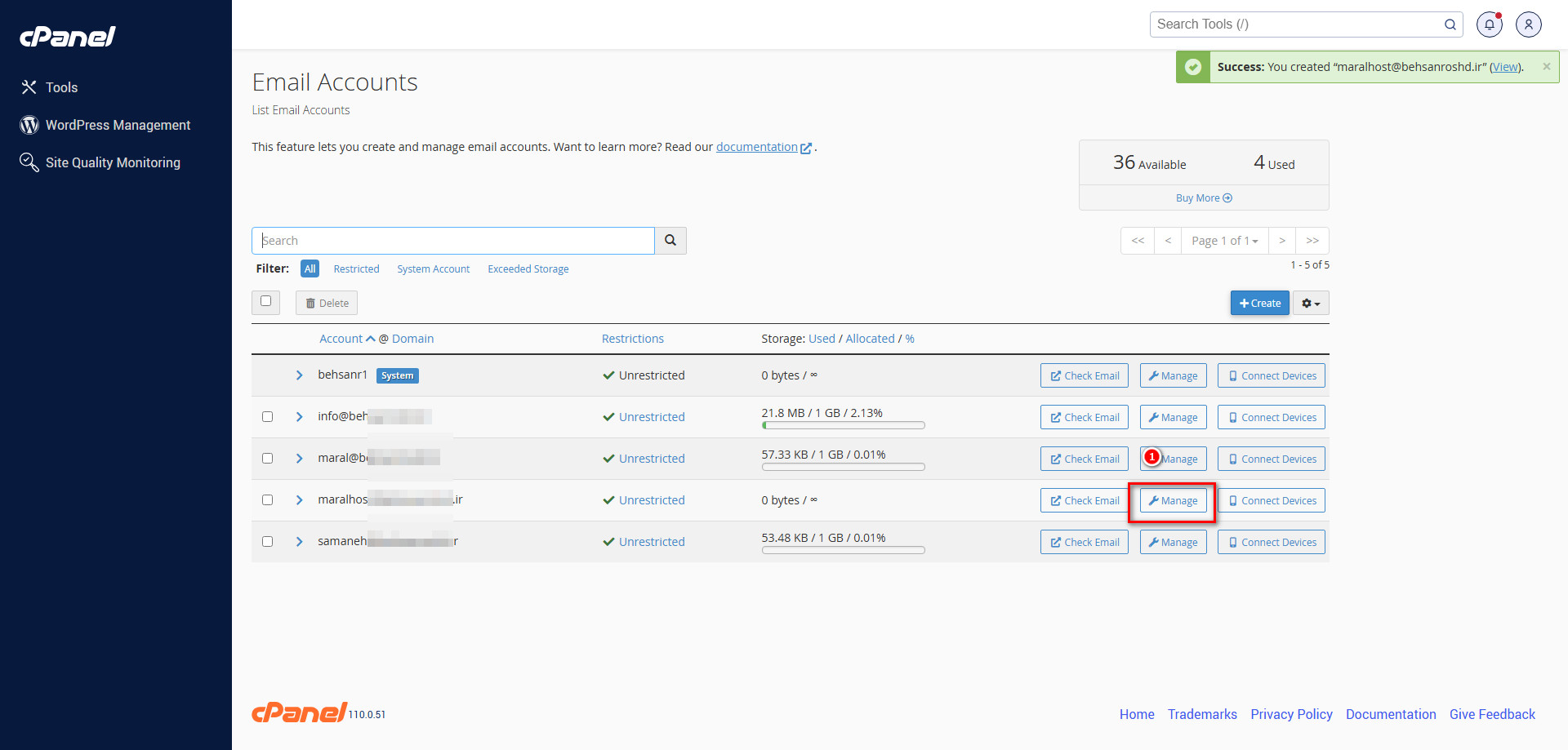 تنظیمات ایمیل در سی پنل (cPanel)
