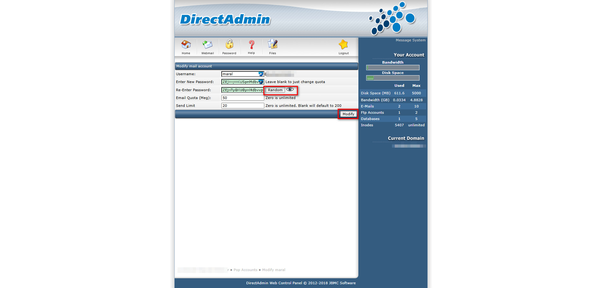 تنظیمات ایمیل در دایرکت ادمین