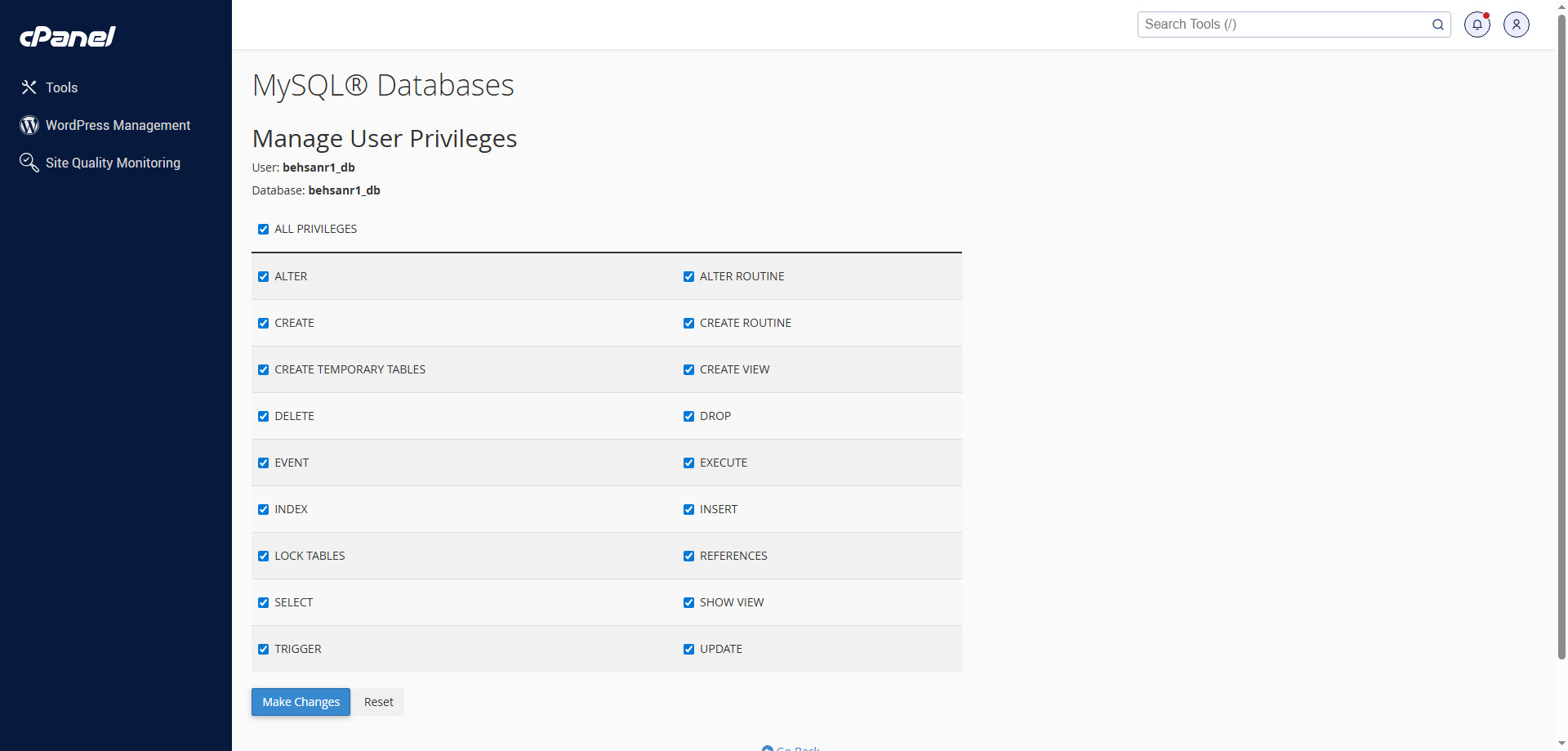 ریستور دیتابیس در cPanel