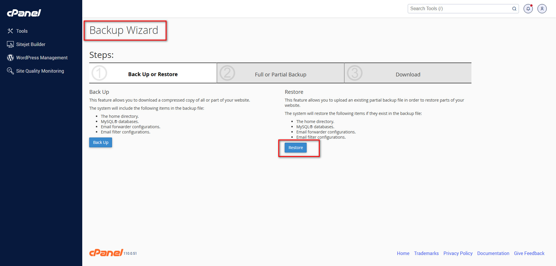 ریستور دیتابیس در cPanel