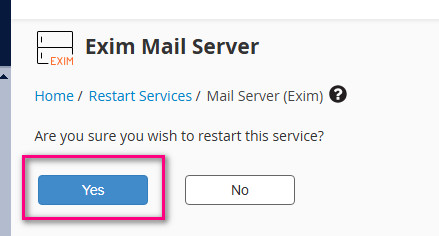 ریست سرویس Exim