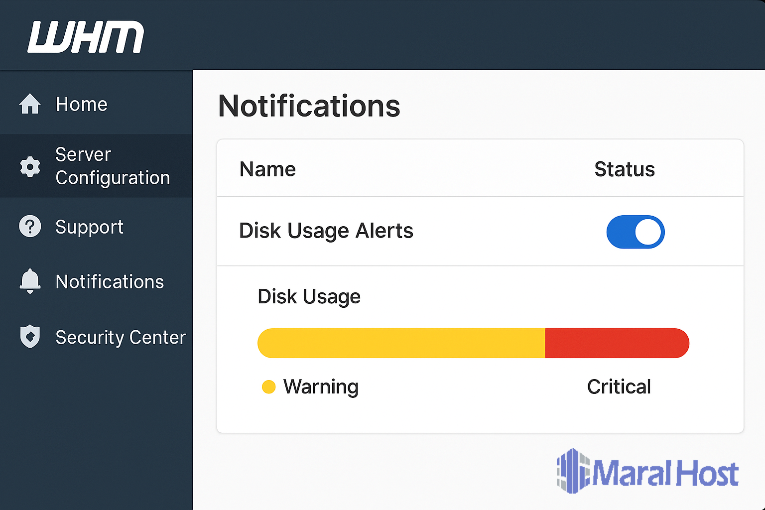 آموزش تنظیم هشدارهای مصرف دیسک در WHM