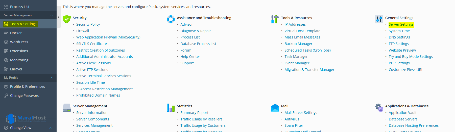 تغییر نام میزبان (Host Name) سرور در Plesk