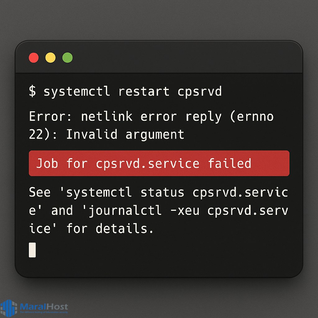 رفع خطای «A Netlink error occurred: Operation not supported» هنگام راه‌اندازی cpsrvd در cPanel