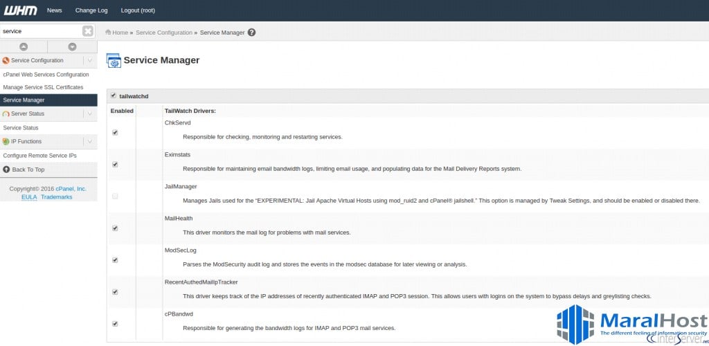 رفع خطای chkservd در صفحه اطلاعات cPanel پس از ریبوت