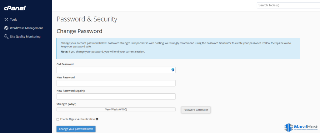 نحوه ریست کردن رمز عبور cPanel Subaccount
