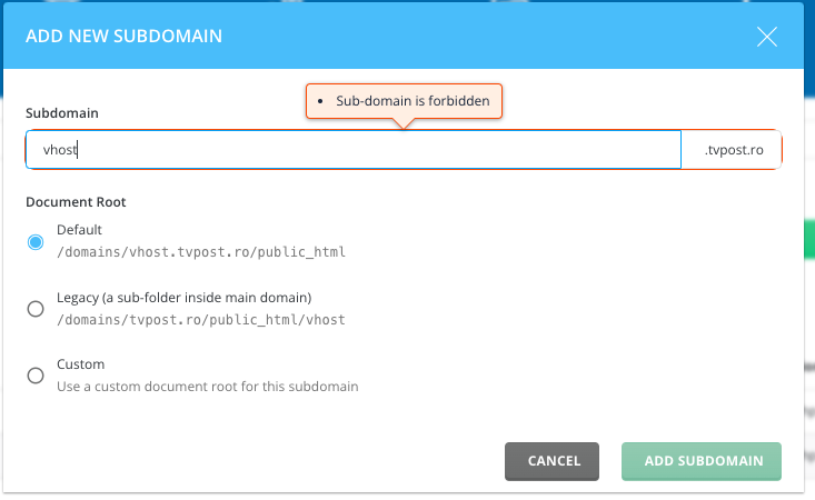 ایجاد ساب دامنه در دایرکت ادمین