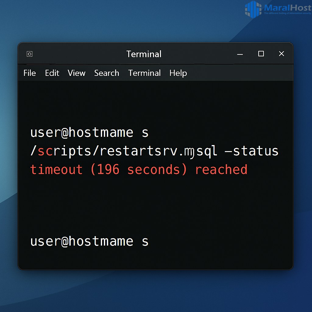 رفع خطای Database server restart failed: timeout در WHM