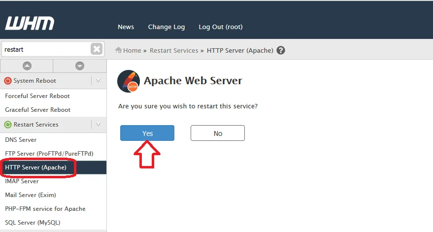 ریست آپاچی از سی پنل