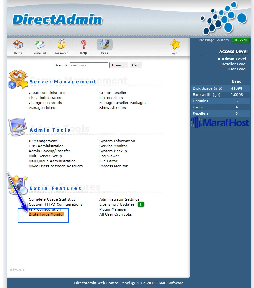 ایمن‌سازی با Brute Force Monitor در DirectAdmin