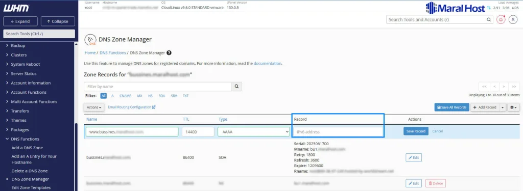 تنظیم DNS AAAA Records برای IPv6