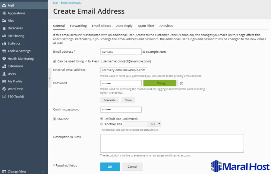 ساخت ایمیل در Plesk