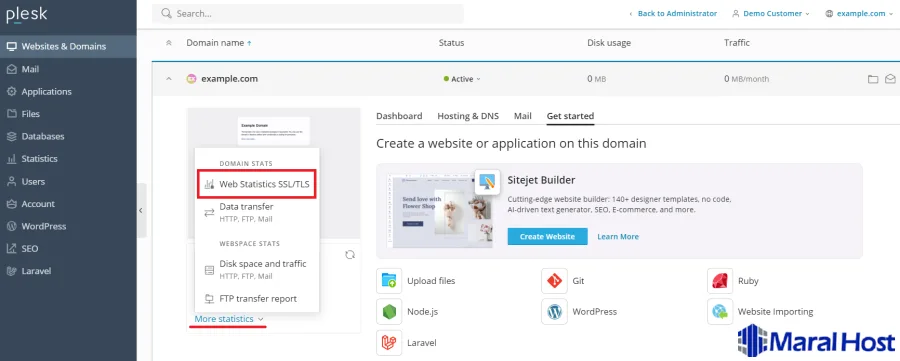مشاهده آمار بازدید سایت در Plesk