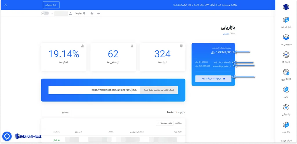 ثبت درخواست برداشت کمیسیون همکاری در فروش