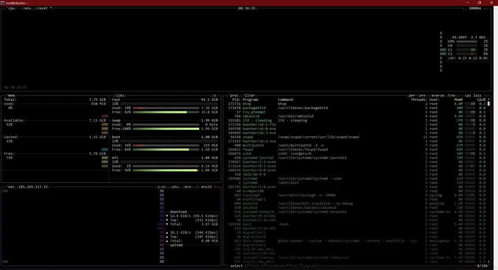 sysadmin commands: btop