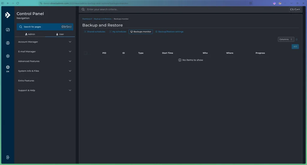 تنظیم DirectAdmin Automatic Backup