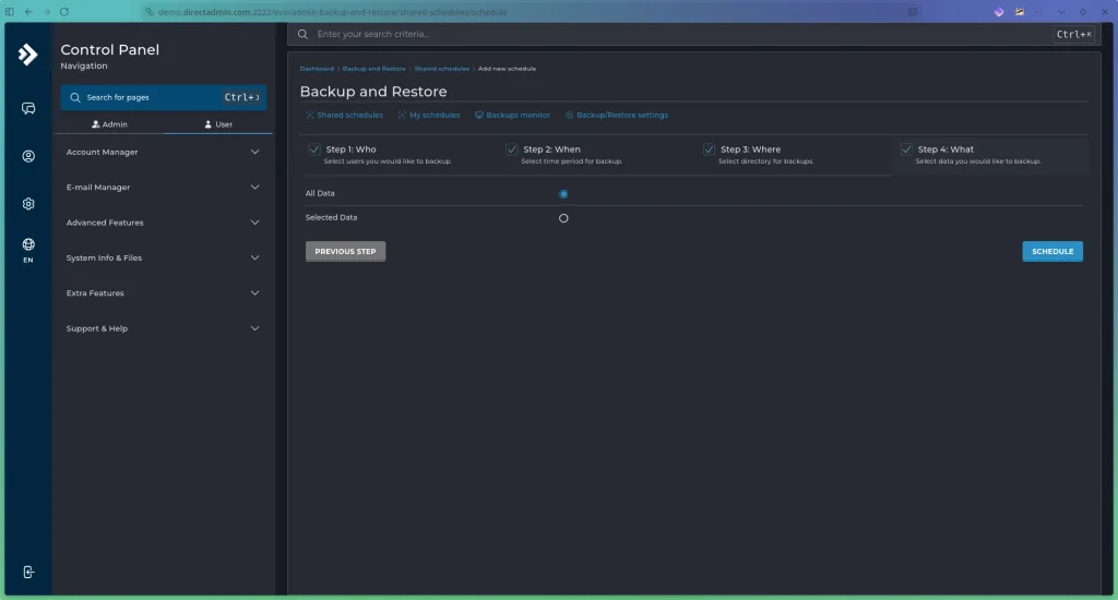 تنظیم DirectAdmin Automatic Backup