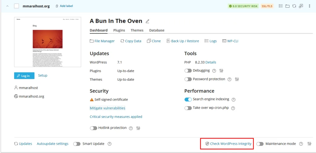 فعال‌سازی Security Hardening در WP Toolkit