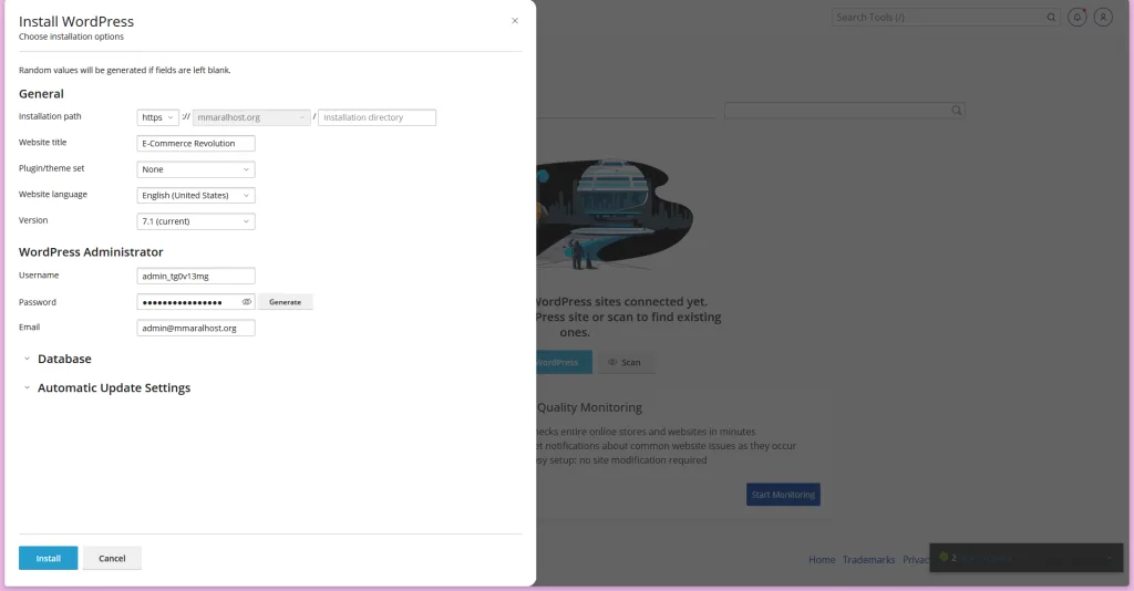 WP Toolkit: نصب وردپرس