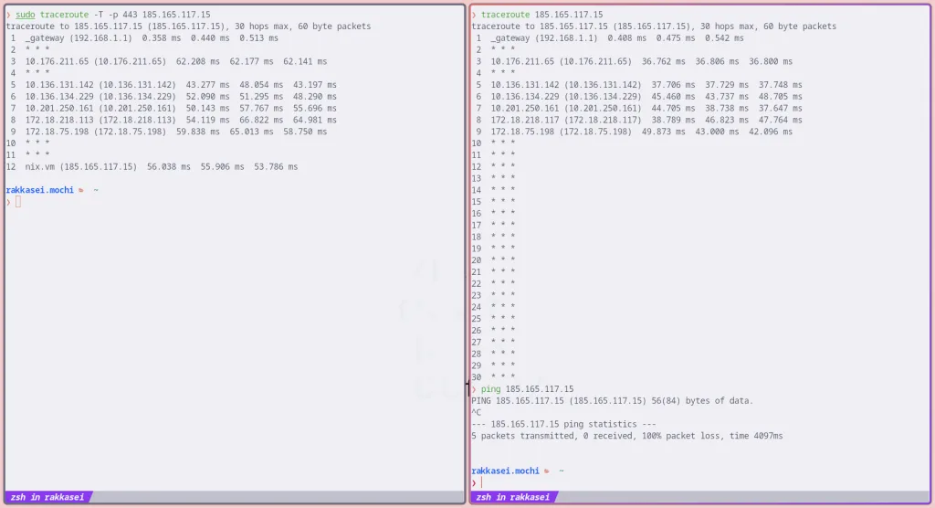 linux tcp traceroute vs normal traceroute