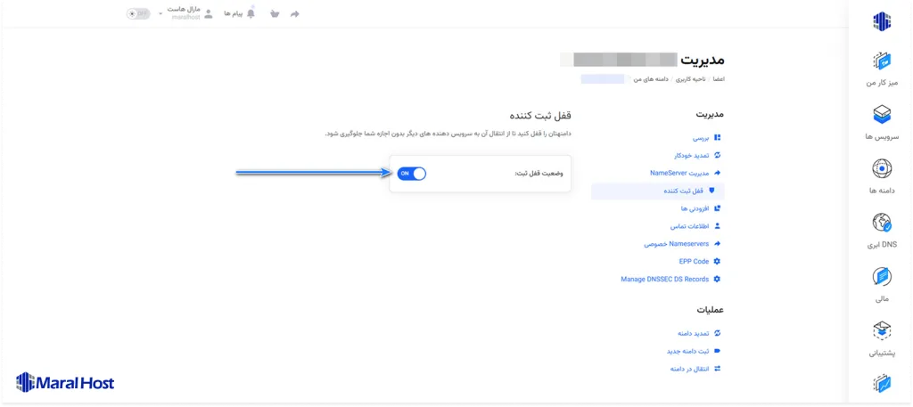غیرفعال کردن قفل ثبت کننده دامنه 