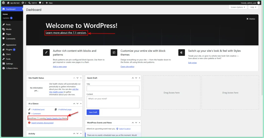 آموزش آپدیت هسته(core) wordpress
