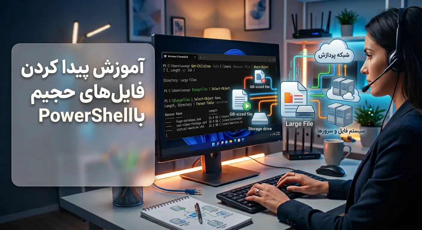 آموزش پیدا کردن فایل‌های حجیم با PowerShell در ویندوز