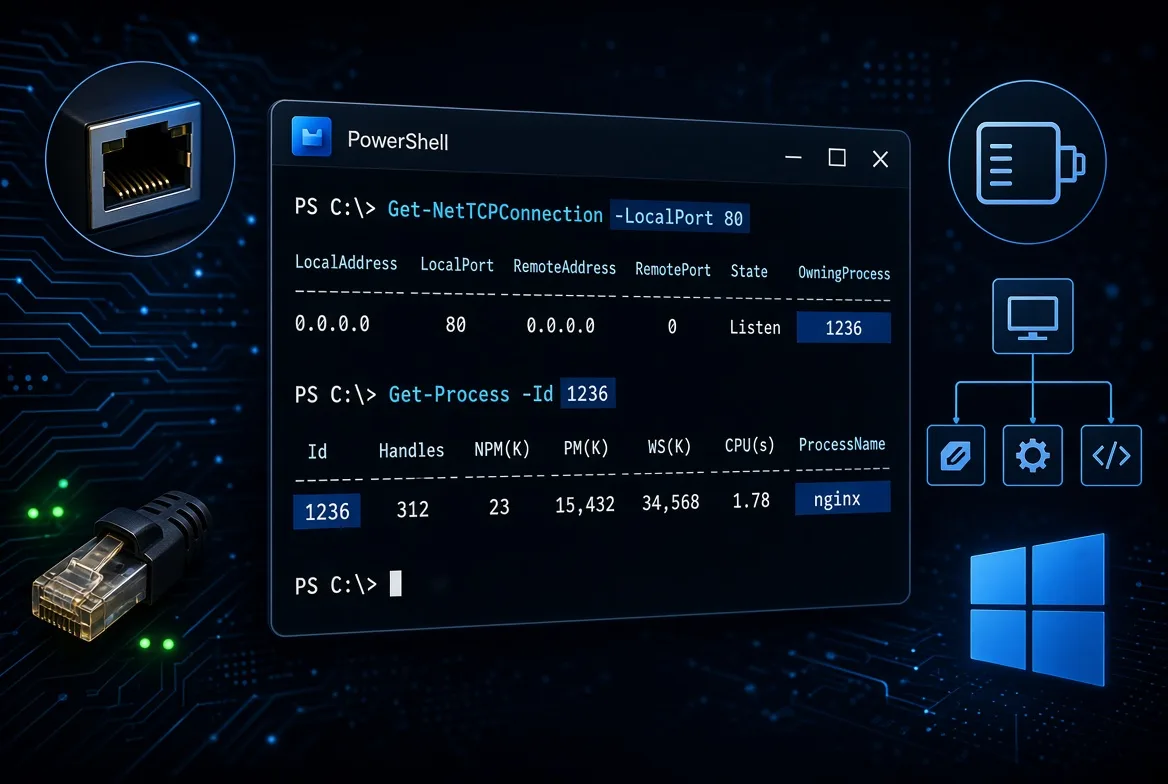 آموزش پیدا کردن Process مرتبط با یک پورت با PowerShell